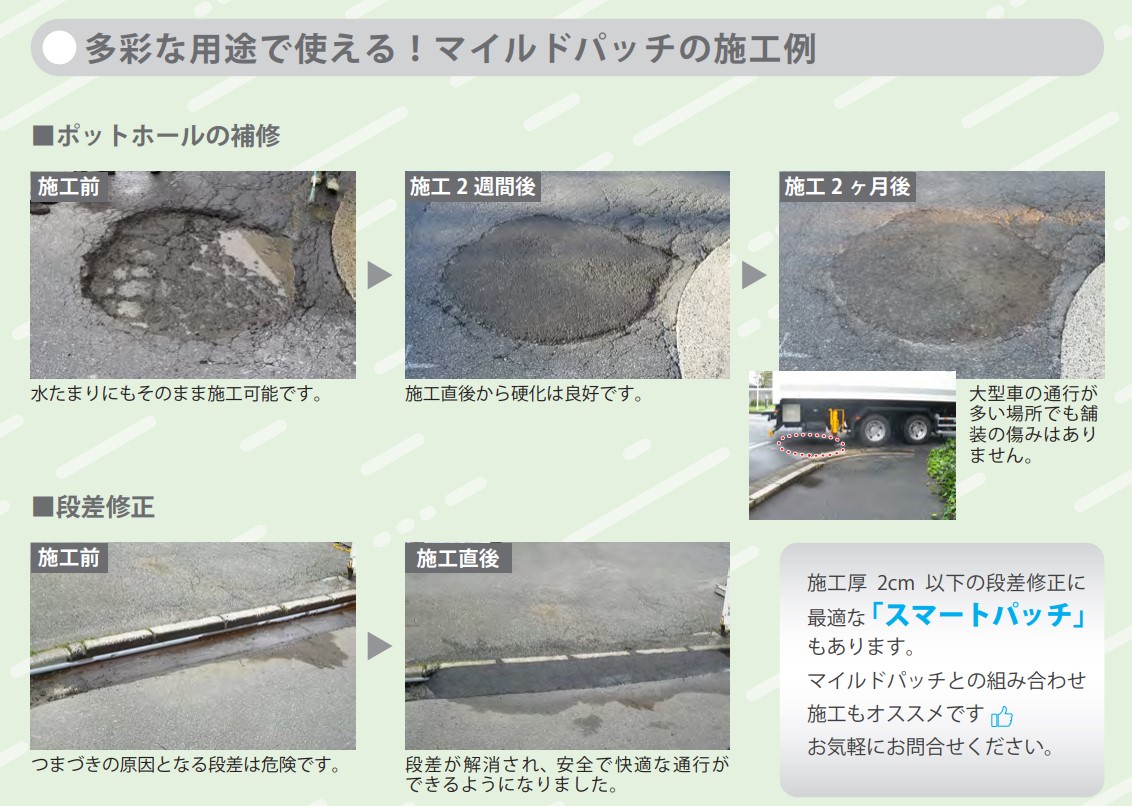 前田道路】マイルドパッチ 13ｍｍタイプ 20kg アスファルト舗装 道路修繕 補修 舗装 アスファルト合材 アスファルト 補修ならNETIS登録商品専門店の仮設トイレなら建設・ラッシュ